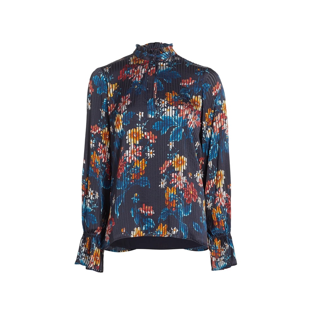 NWT ELIE TAHARI Hollis Floral & Stripe Print Blouse / Size S / MSRP $325
